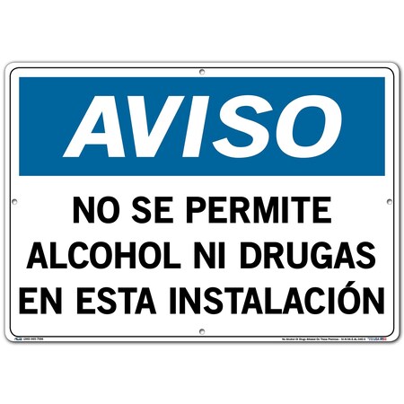 Vestil Aluminum Sign, 14-1/2" Height, 20-1/2" Width, Aluminum, Rectangle, Spanish SI-N-06-E-AL-040-S